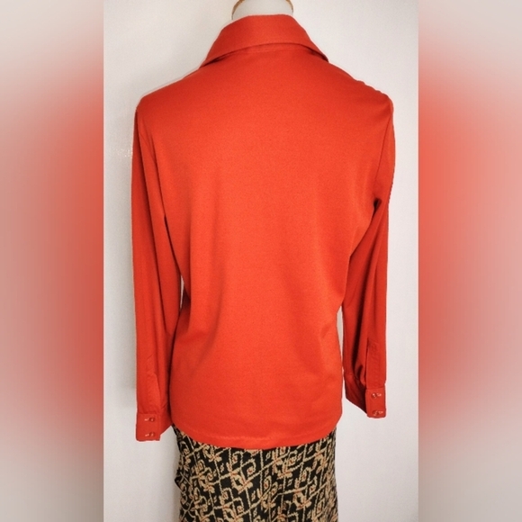 VINTAGE ALEX COLEMAN BRICK POLY BLOUSE - Picture 3 of 8